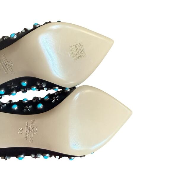 Valentino Garavani Star Studded Turquoise Stud Rockstar Leather Pumps EU 38 US 8 - Picture 13 of 15